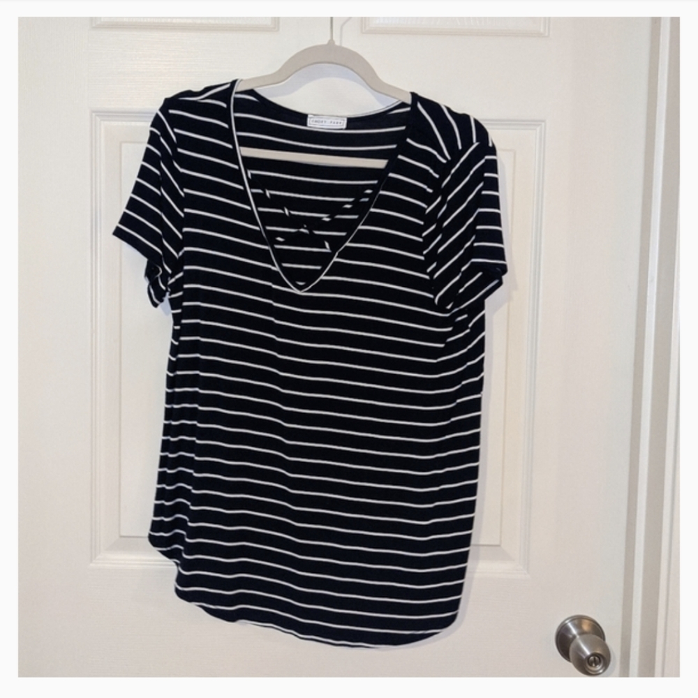 Cute Black and White Striped Top